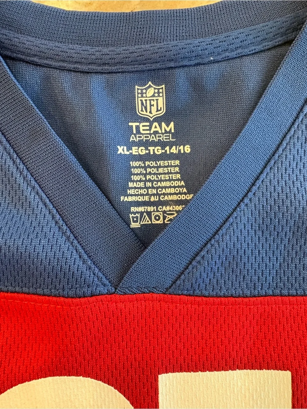 Kids New York Giants NY NFL Football Team Apparel XL Size 14 Jersey Shirt